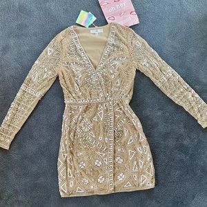 Missguided Premium Sequin Beaded Wrap Mini Dress